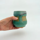 Antique Turquoise Striped Curvy Medium Tumbler 14 fl.oz