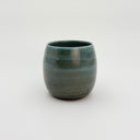 Kleybird handleless ceramic tumbler in teal and green glaze 