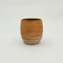 Kleybird Strata handleless tumbler with marbled clay exterior and light aqua interior 