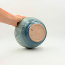 Large Ribbed Weighted Turquoise Bowl | Stoneware