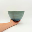Large Ribbed Weighted Turquoise Bowl | Stoneware